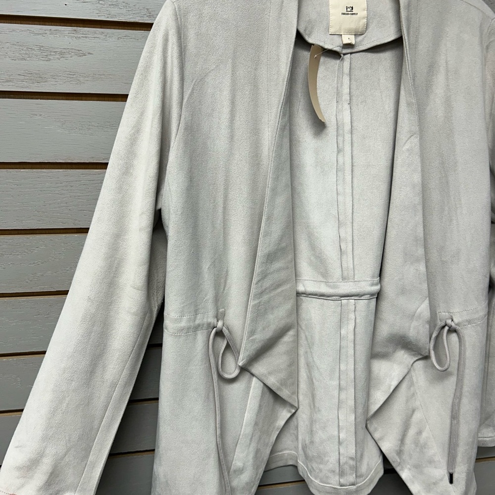 Thread & Supply Light Suede Cream Open Front Cardigan - Picture 6 of 11